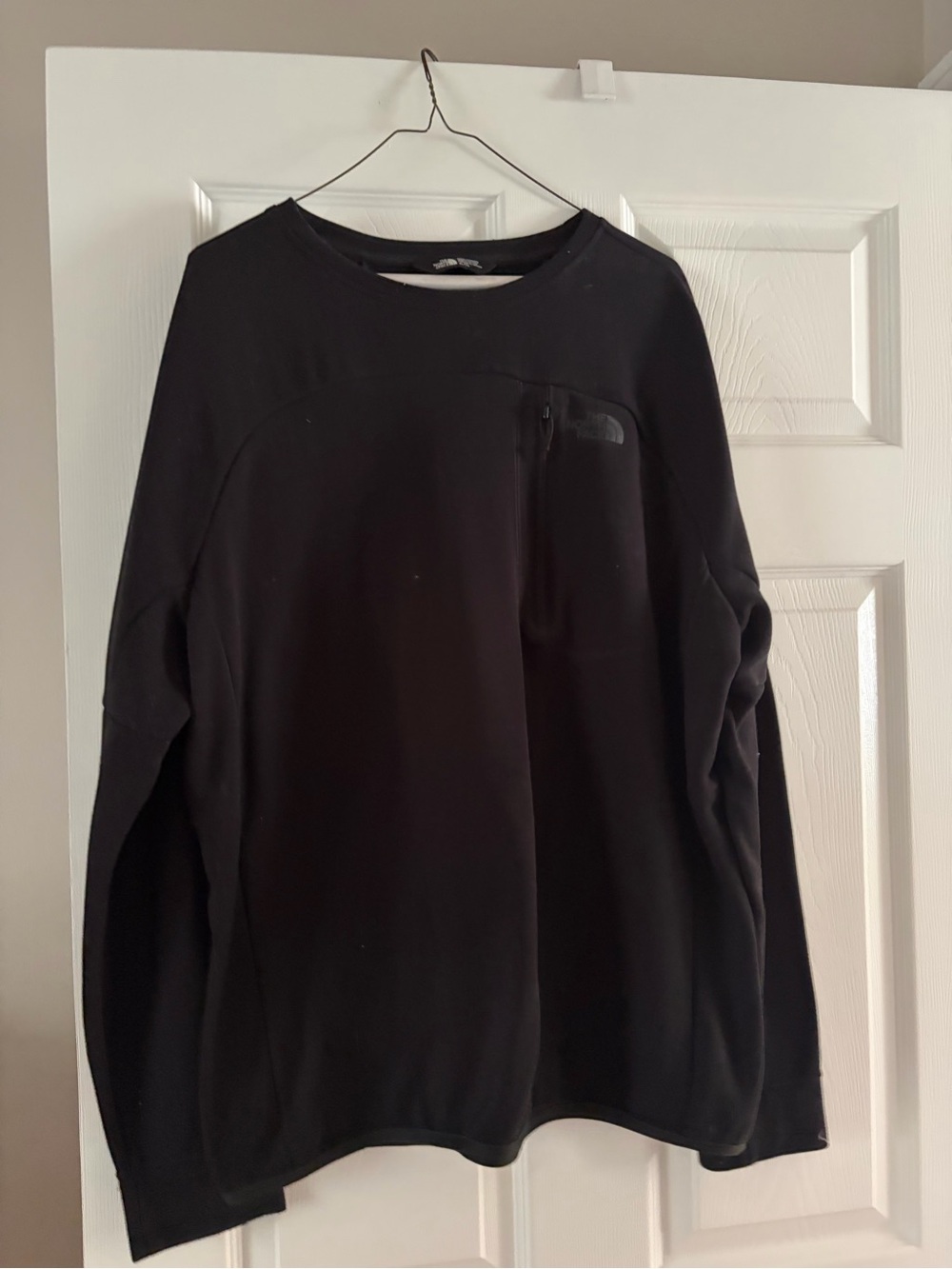 The North Face Men's Black Crewneck Sweater with Zipper Chest Pocket